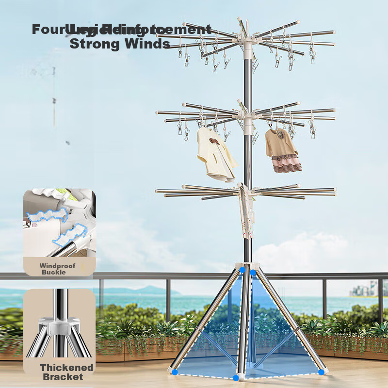 Baoyouni Baby Clothes Drying Rack Floor Folding Multifunctional Clothes Hanger Newborn Diaper Rack Single Rod Hanger