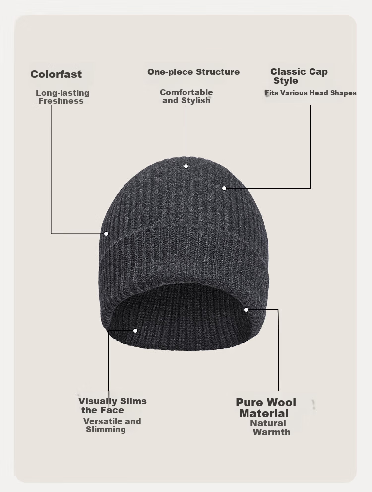 JD Jingzao 100% Pure Wool Thickened Warm Knitted Earflap Hat Winter Beanie for Men 10