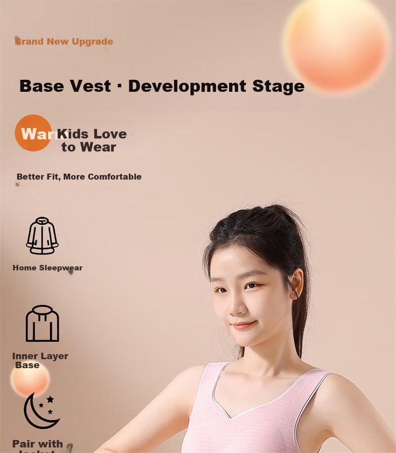 MiiOW 2-Pack Thermal Padded Vest for Girls, Fleece-Lined, Middle and High School Student Base Layer, Stage Two 1