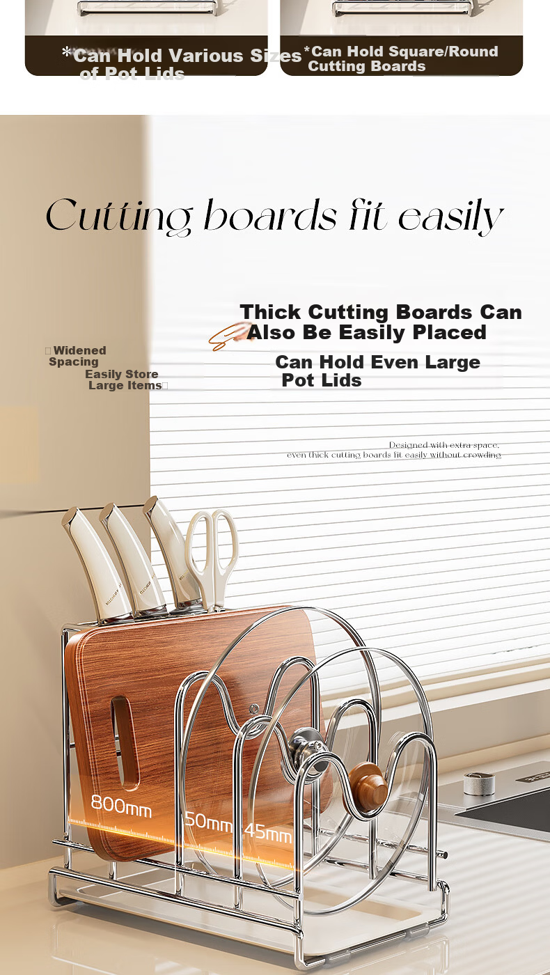 Century Zhenghe Stainless Steel Knife Holder Kitchen Counter Storage Rack Multifunctional Cutting Board and Pot Lid Integrated Rack 5