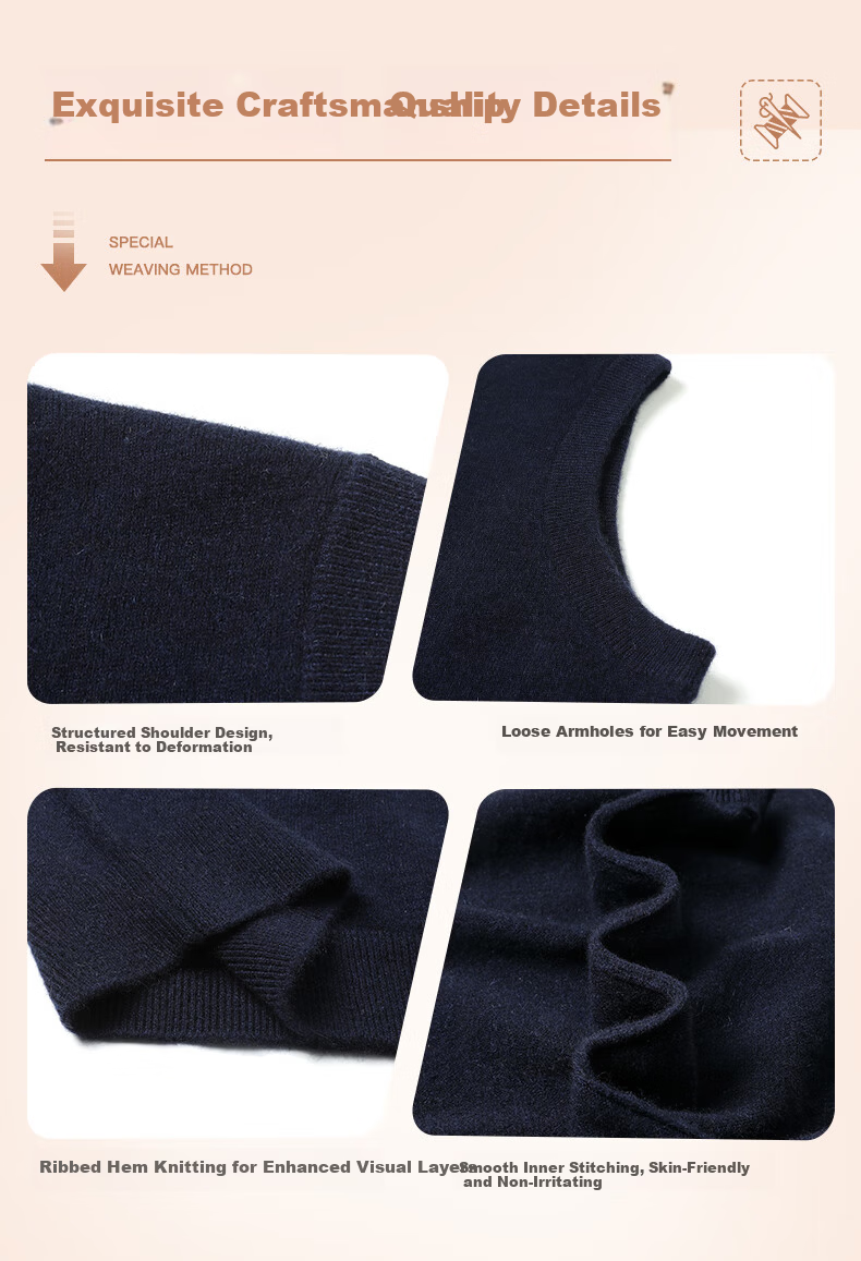 Hengyuanxiang Men's Thick Cashmere Vest 100% Pure Cashmere Autumn Winter V-Neck Warm Versatile Red Sweater 2