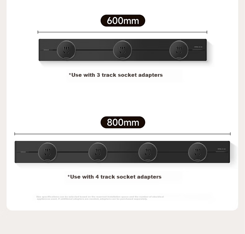 Shidun Surface-Mounted Track Socket, Movable Sideboard Power Slide Rail Track Switch Socket, Ambient Light Model, 50cm + 3 Five-Hole Sockets, Cream White 32
