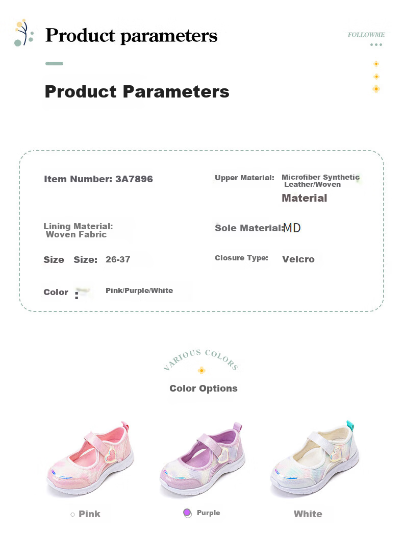 Follow Me Girls' Athletic Shoes Heart Gradient Breathable Casual Lightweight Comfortable Kids' Mesh Shoes White Size 26 2
