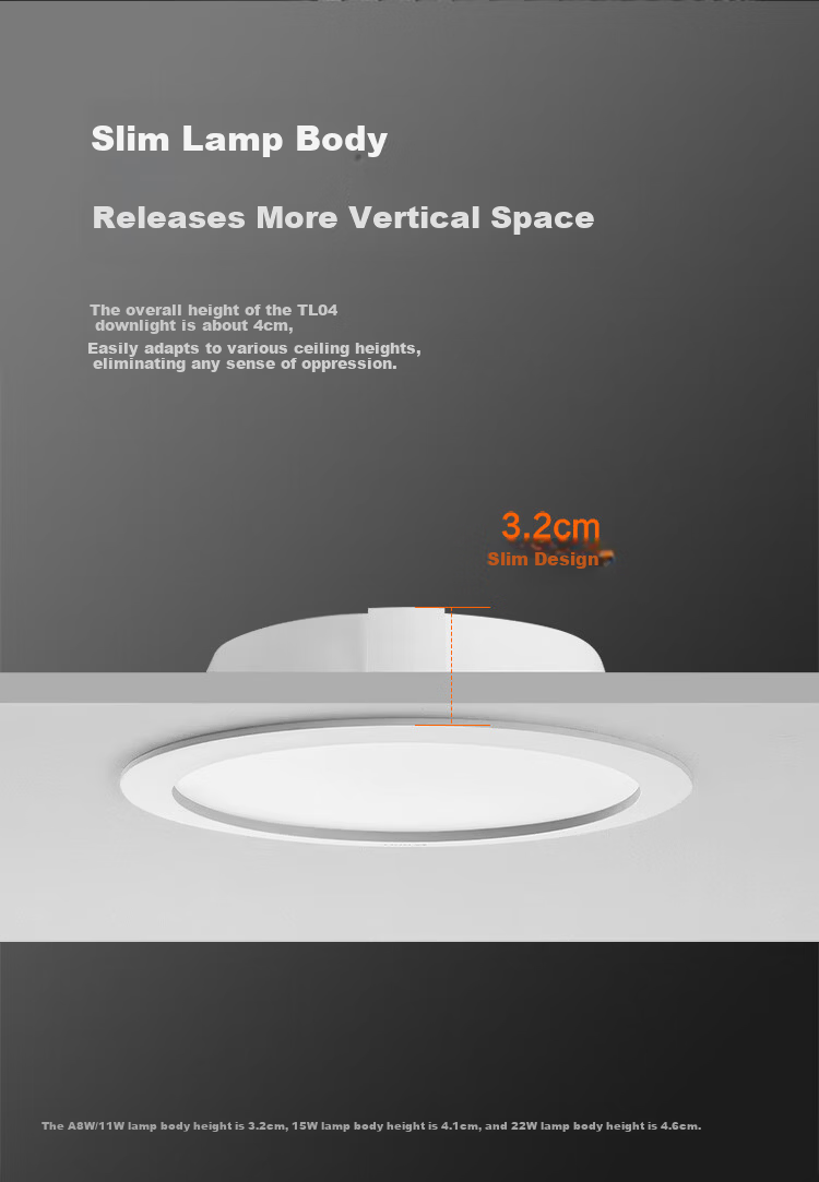 BULL TL04 Embedded Downlight MT-L011A-AS Ultra-thin 11W 5-inch White Light 6500K Opening 110-125mm 3