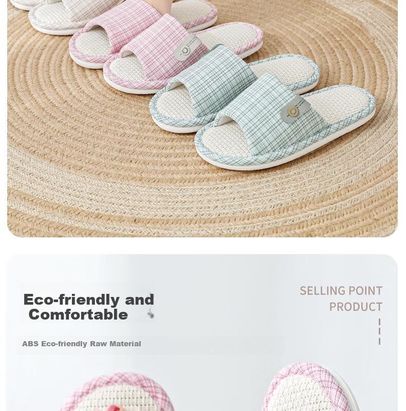Huamei Jianbu Linen Slippers Non-Slip Couple Home Indoor Soft Sole Cotton Linen Floor Slippers HM6130 Brown Size 40-41 9