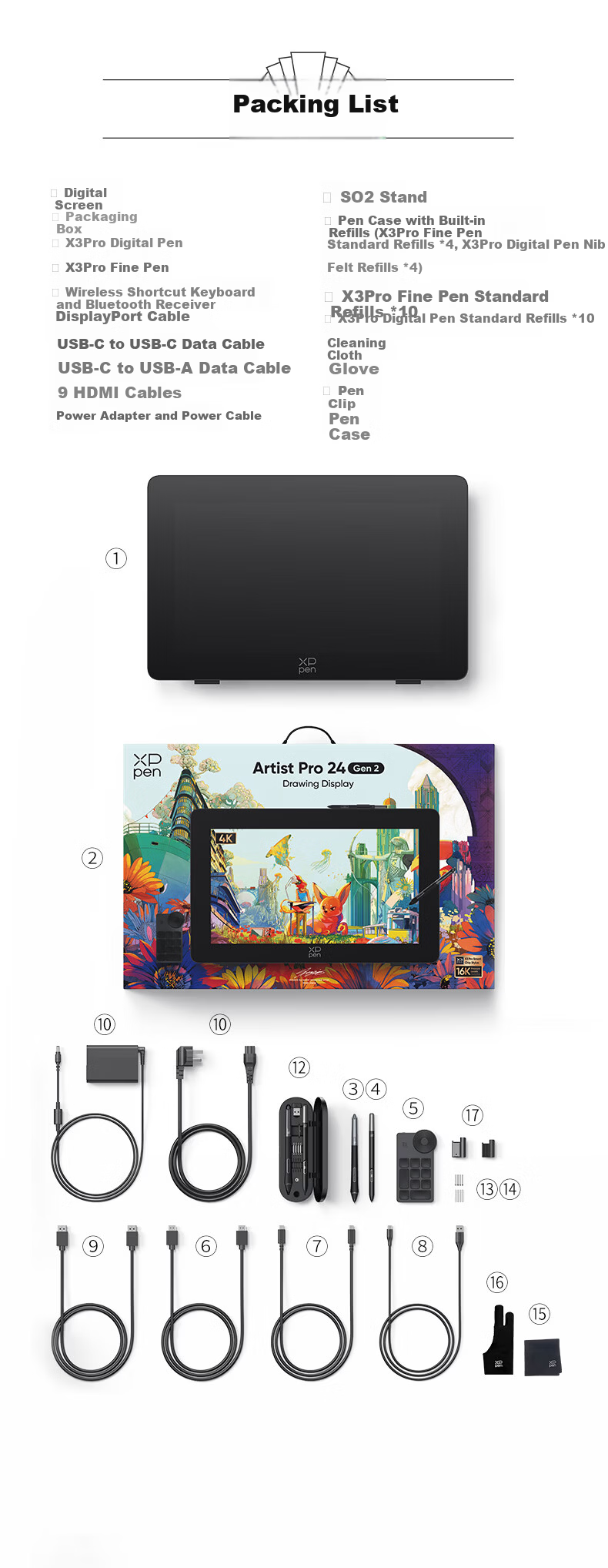 XP-Pen Professional Drawing Tablet Digital Screen Pen Display Graphics Tablet Handwriting Electronic Drawing Board Magic Drawing Pad 19