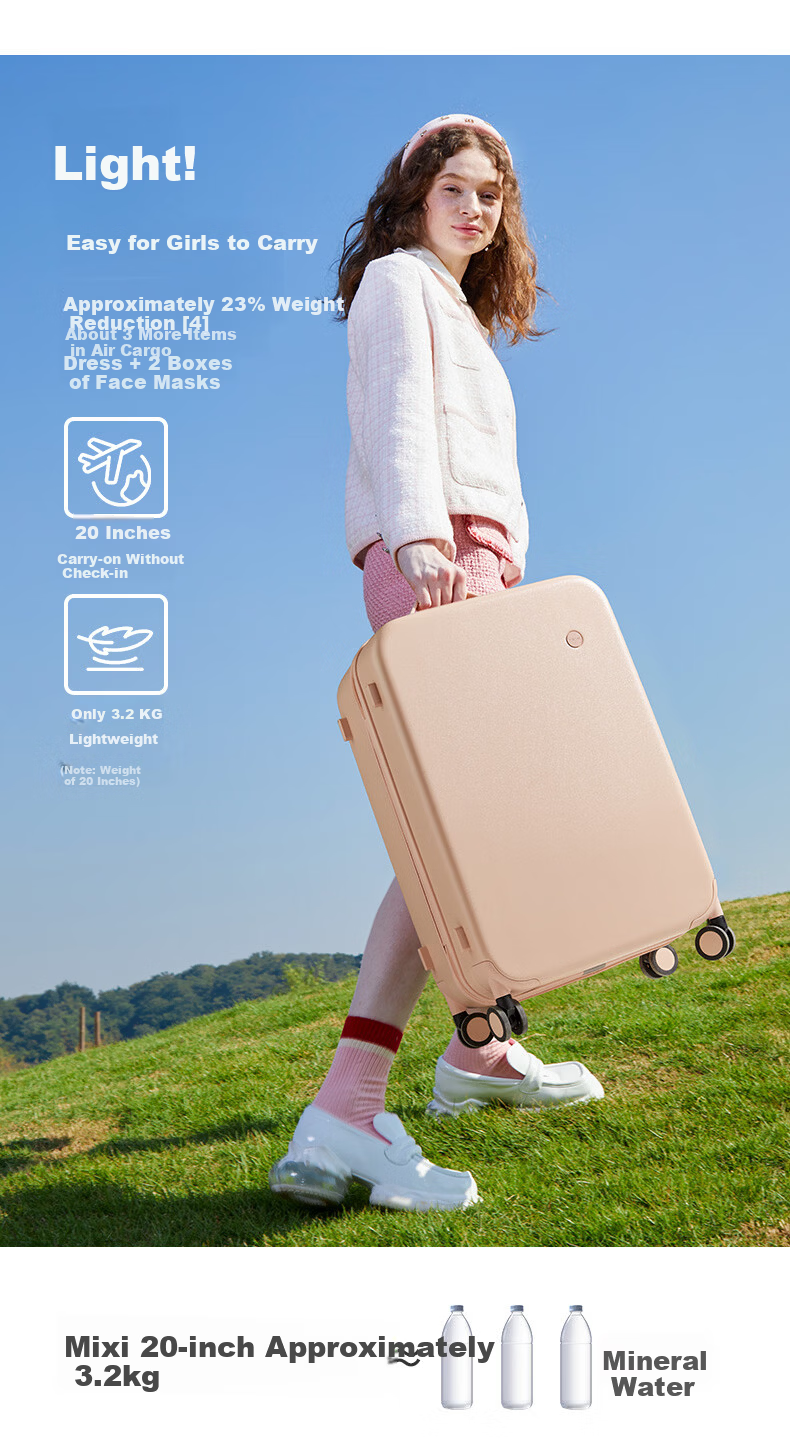 Mixi Stylish Luggage Suitcase, Large Capacity Travel Case for Women And Men, Password Lock, 20-Inch Carry-On Suitcase 8
