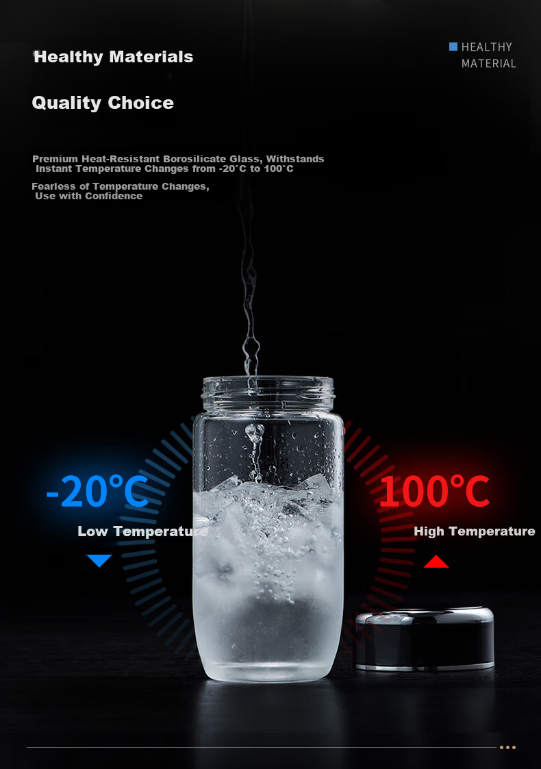 XINNUO Single-Layer Glass Cup for Men Home Office Tea Brewing with Filter Car Water Bottle XN-7718 Natural Color 550mL 5