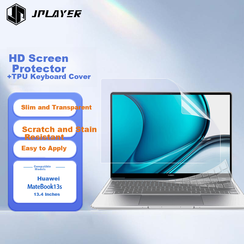 JPLAYER Keyboard Cover and HD Screen Protector Set for Huawei MateBook 13s 13.4-inch Laptop, High Transparency, Scratch-Resistant, Durable