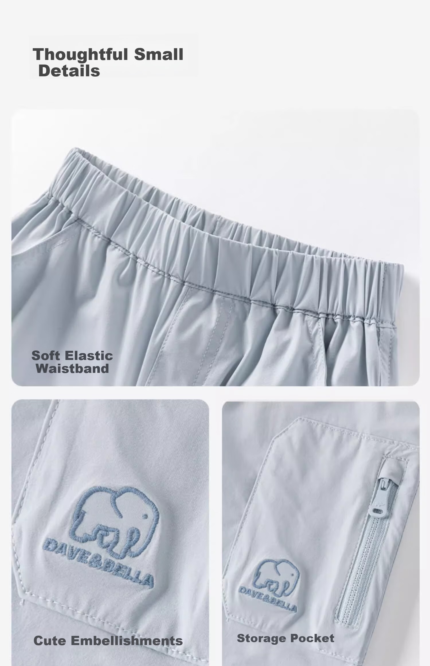 David Bella Kids Moisture-Wicking Quick-Dry Summer Boys Girls Cooling Cargo Pants 16