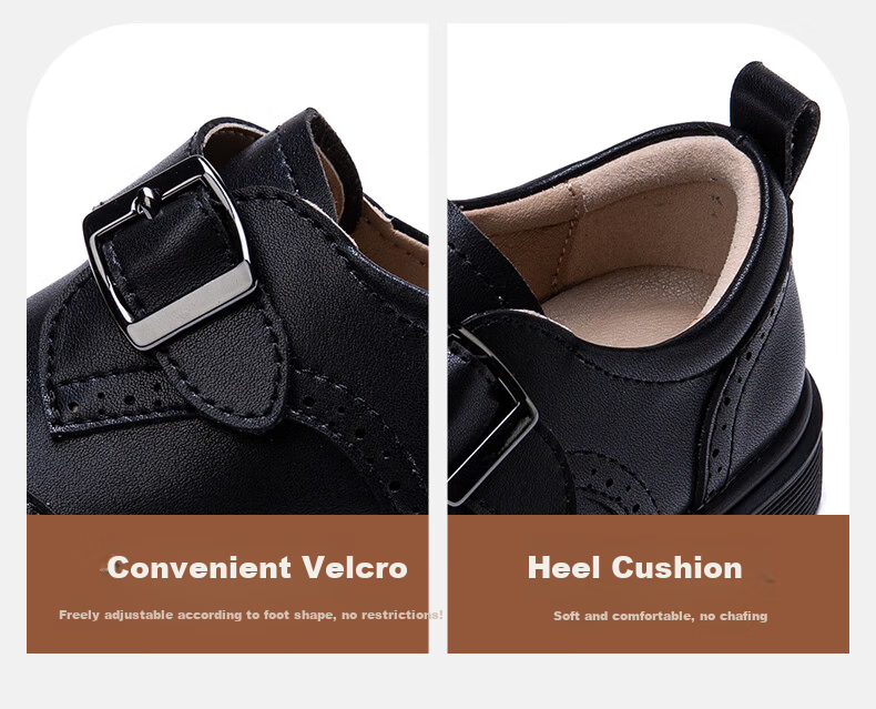 Follow Me Children's Leather Shoes, Spring And Autumn New Style Boys' British Style School Performance Black Shoes, Black, Size 28 3