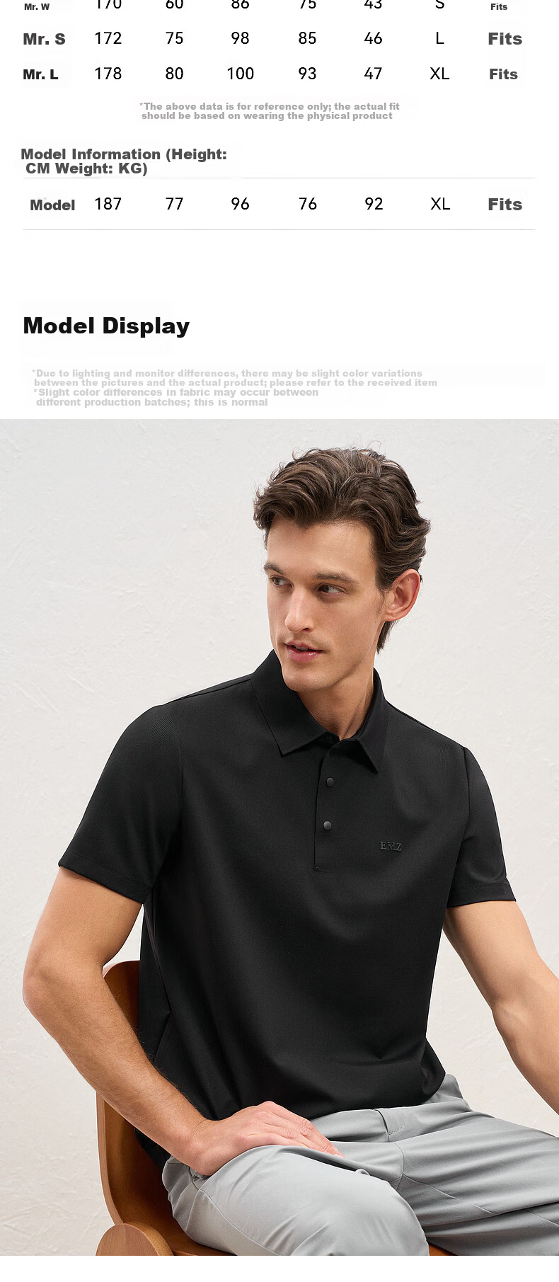 EMZ Ordos Men's Short Sleeve Polo Shirt Quick-Dry Breathable Cool Skin-Friendly Business Casual Commuter T-Shirt 9