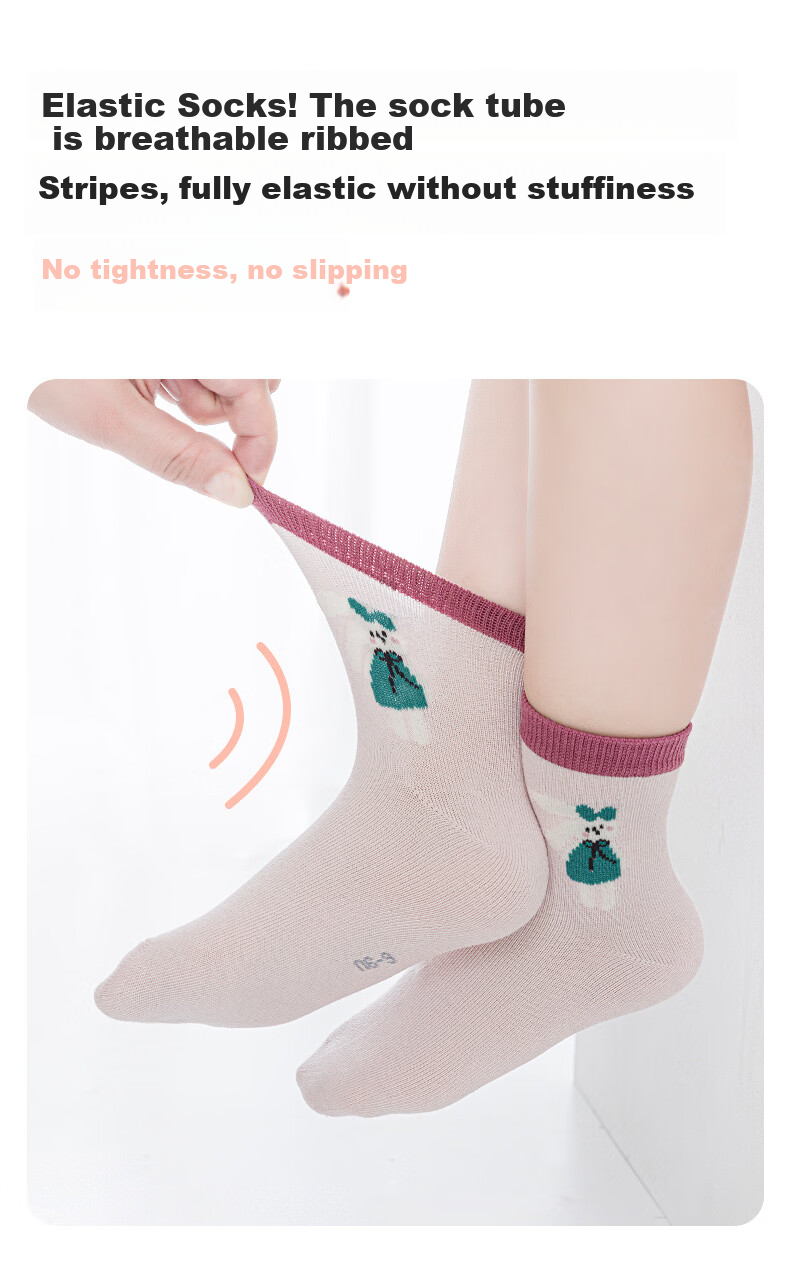 Six Finger Mouse Children's Socks Girls Spring Summer Breathable Mesh Mid-Calf Thin Cotton Socks for Older Girls Students 5