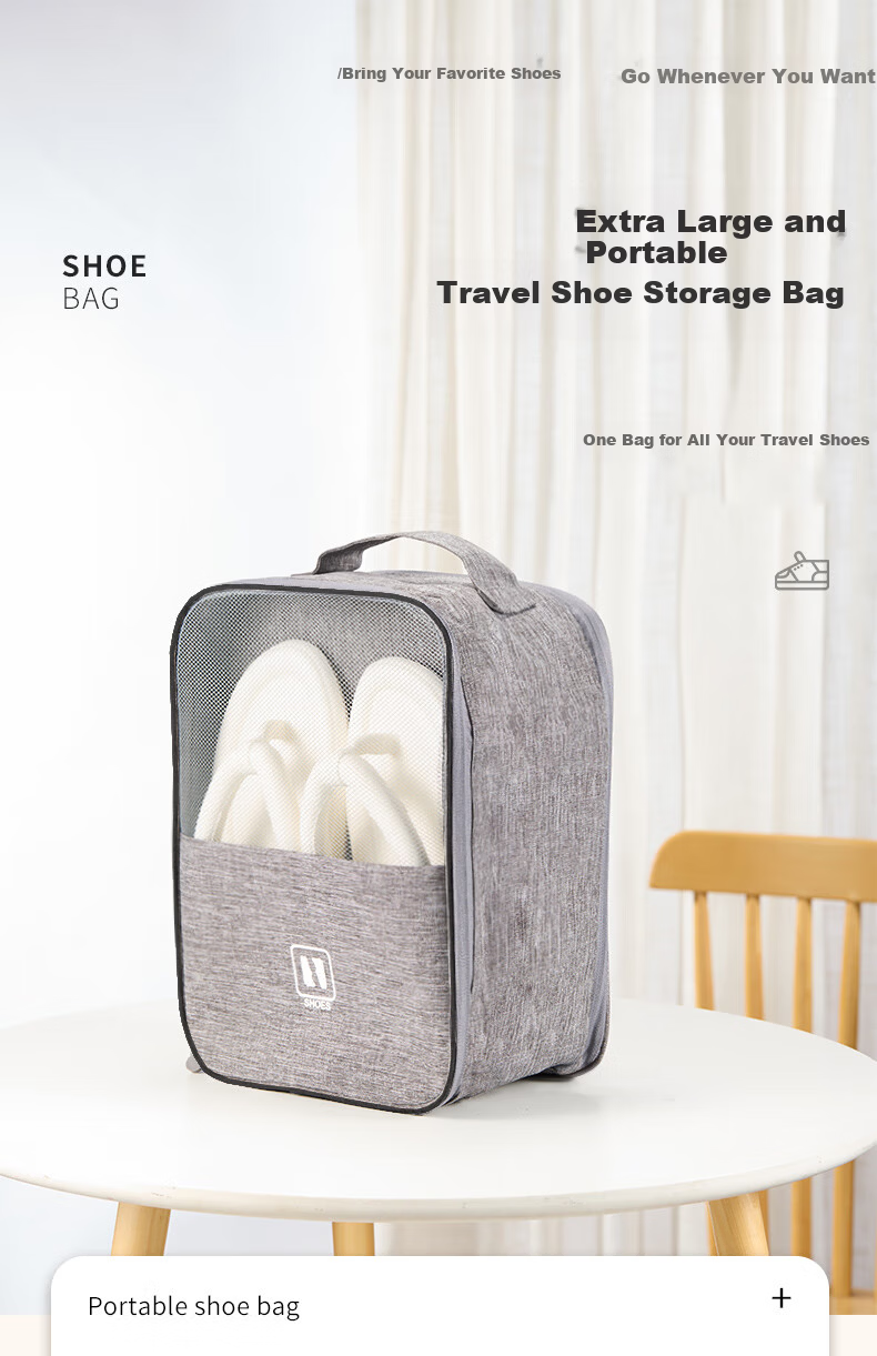 Etravel Travel Shoe Storage Bag Hanging Shoe Organizer for Luggage Multi-Pair Travel Home Shoe Bag Gray 1