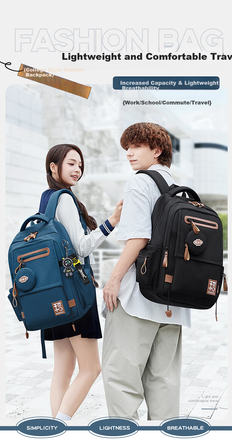 Dishuai Large Capacity Lightweight Breathable School Backpack for Junior High Boys, Middle School, High School, and College Students, Double Shoulder Bag 1