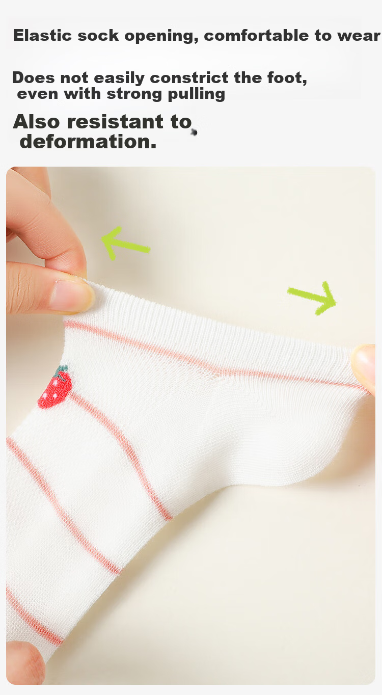 LangSha Kids Socks Spring Summer Thin Comfortable Breathable Mesh Mid-Calf Cotton Socks for Girls Sweet Style 5 Pairs Pack 8