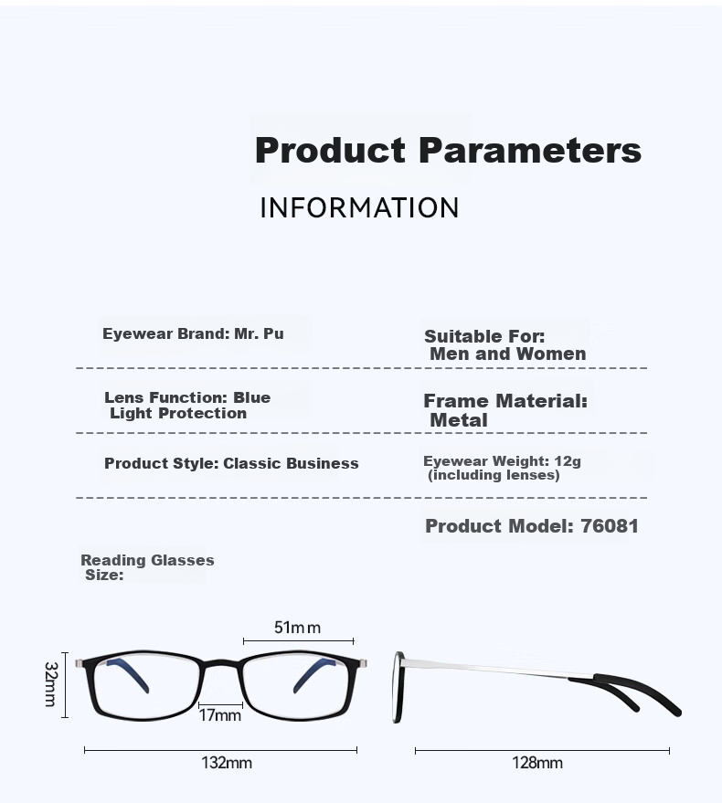 Mr. PuTian Anti-Blue Light Reading Glasses for Men And Women, Ultra-Light Portable Presbyopic Glasses for Elderly, Black, -2.50 Diopters, for Ages 60-64 15