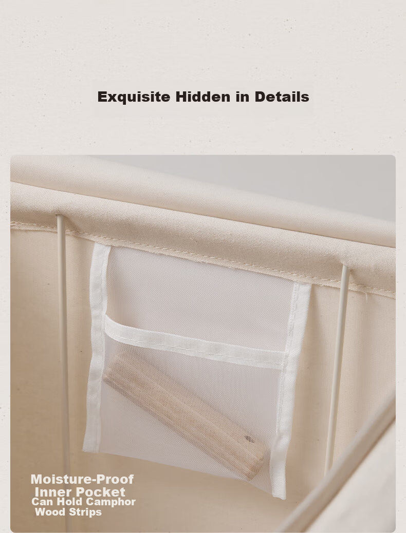 EACHY Storage Box Cotton Quilt Pure Cotton Fabric Organizer Toy Storage Bin Foldable Apricot 108L 19