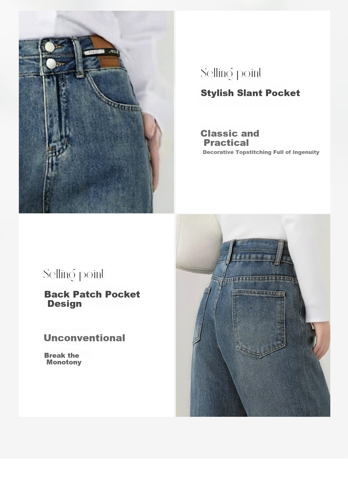 She Enjoy Women's High-Waist Slim Wide-Leg Fashion Draped Straight-Leg Pants T51N079 5