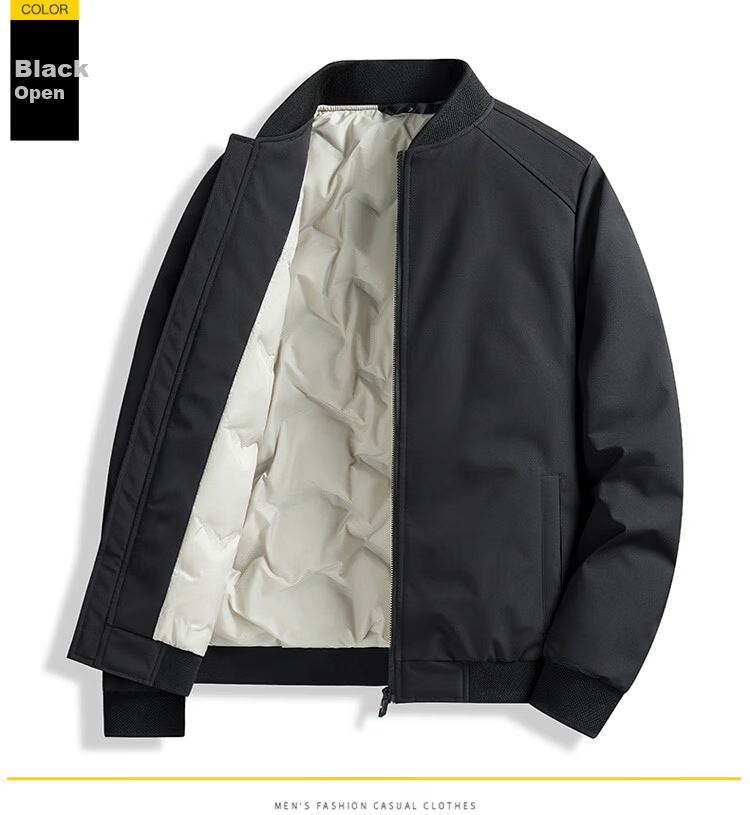 Pierre Cardin Lightweight Down Jacket Men Autumn Winter Trendy Baseball Collar Coat Men's Warm Jacket Light Gray Green 3XL 7
