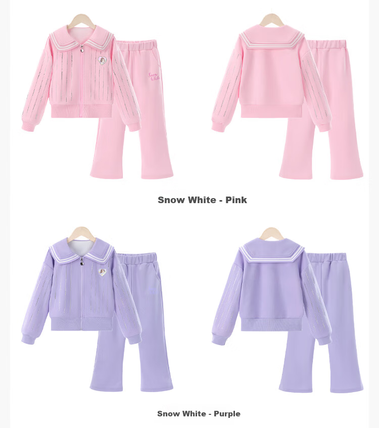 Disney Girls' Spring and Autumn Outfit 2026 Purple Size 160 Children's Jacket and Pants Sports Casual Set 12