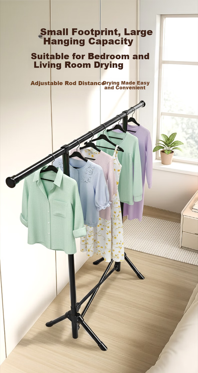 Hakkai Bird Indoor Folding Clothes Drying Rack Floor-Standing Space-Saving Bedroom Hanger for Small Apartments Balcony Laundry Quilt Drying Rack 4