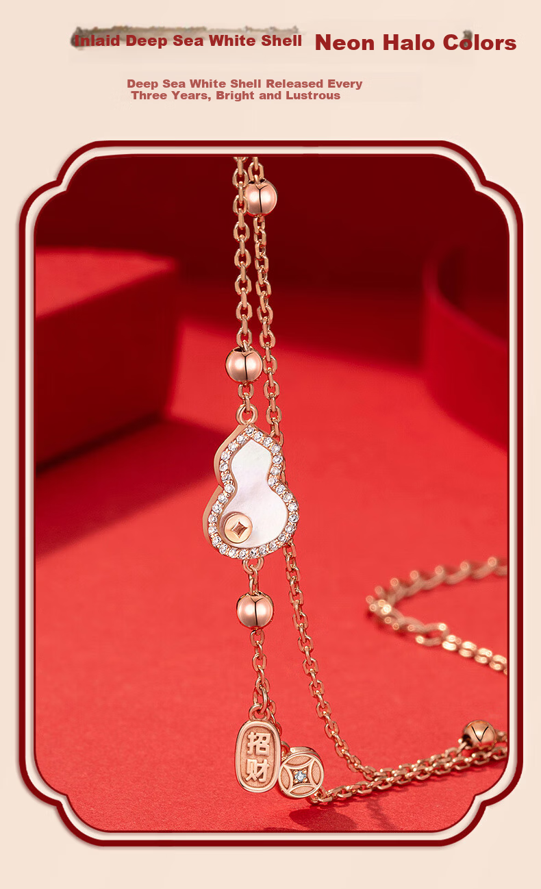 Grace Girl Diamond Fortune Gourd Bracelet Women Niche Chinese Style Light Luxury Jewelry Anniversary Birthday Gift for Girlfriend 3