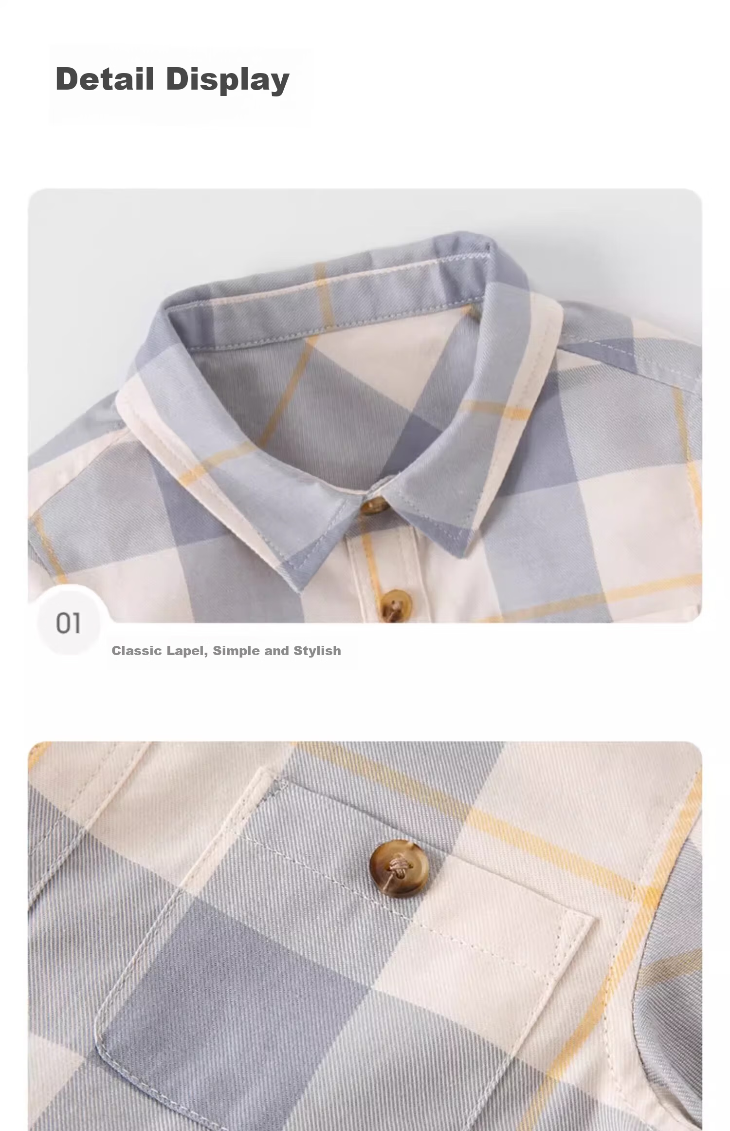DAVE & BELLA Boys' Plaid Cotton Shirt Spring and Autumn Kids' Clothing 6