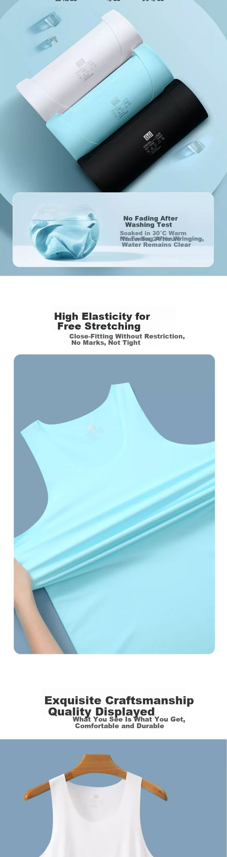 Hengyuanxiang Men's Seamless Ice Silk Vest Large Size Loose Sleeveless Sweat-Absorbing Thin White 10