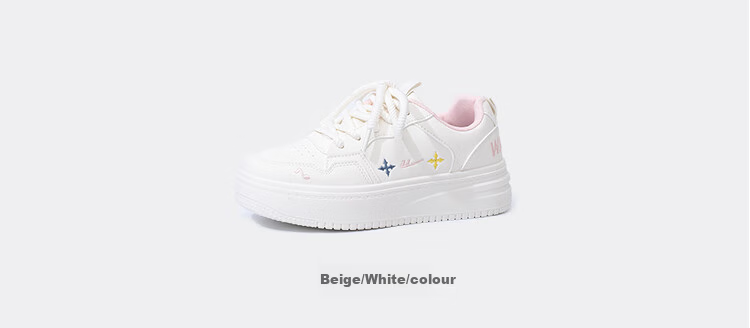 Warrior Women's Shoes, Fresh And Sweet Thick-Soled Shoes for Spring And Autumn, Versatile Casual Shoes, Student Sports Sneakers, Beige, Size 39 2