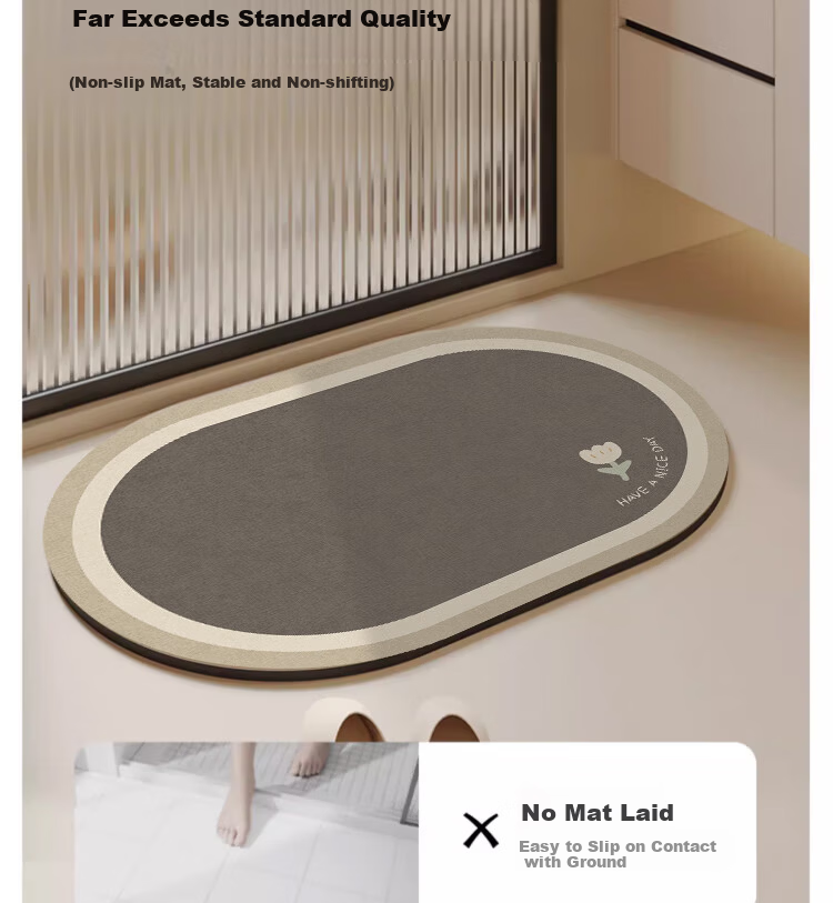 Bodisi Bathroom Bath Mat Absorbent Non-Slip Entrance Kitchen Toilet Floor Mat Home Rug 90x60CM 8