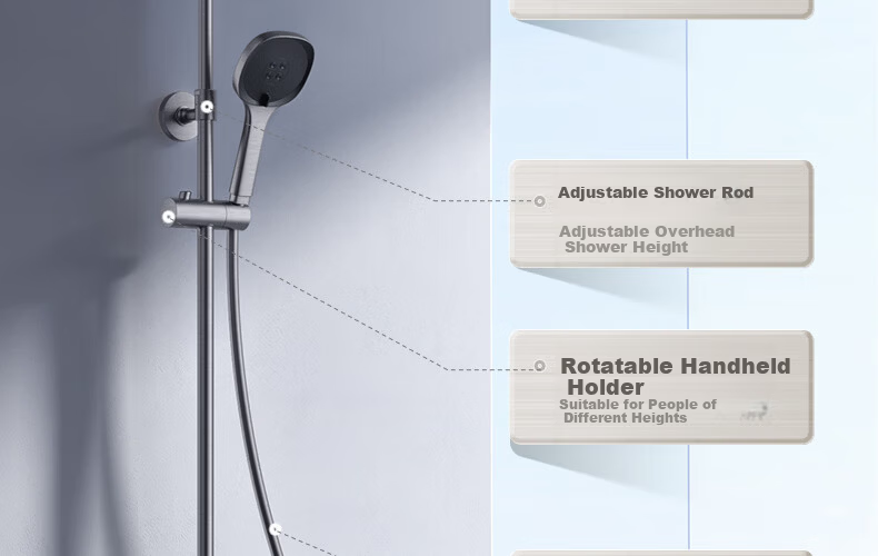 JOMOO Shower Set Gun Gray Piano Key Automatic Descaling Pure Copper Waterway Shower 36602-536/HBS-1 52