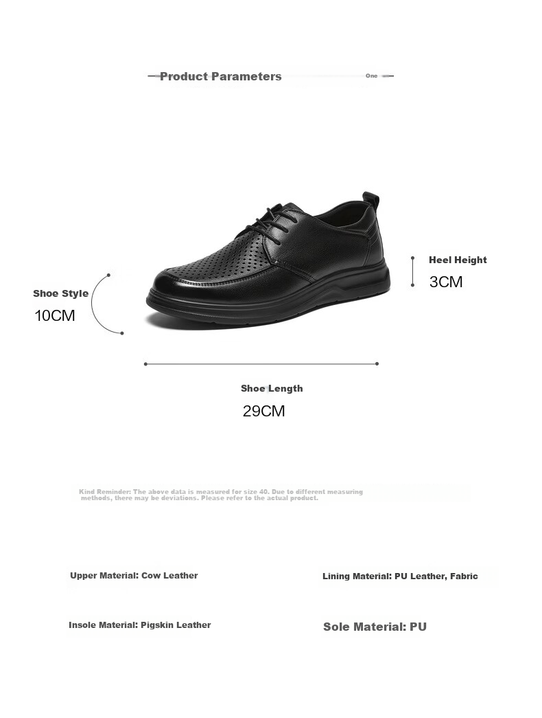 BASTO 26 Summer Comfortable Leather Shoes Perforated Breathable Business Formal Commuter Casual Men's Leather Shoes 67W15BM6 Black Size 41 7