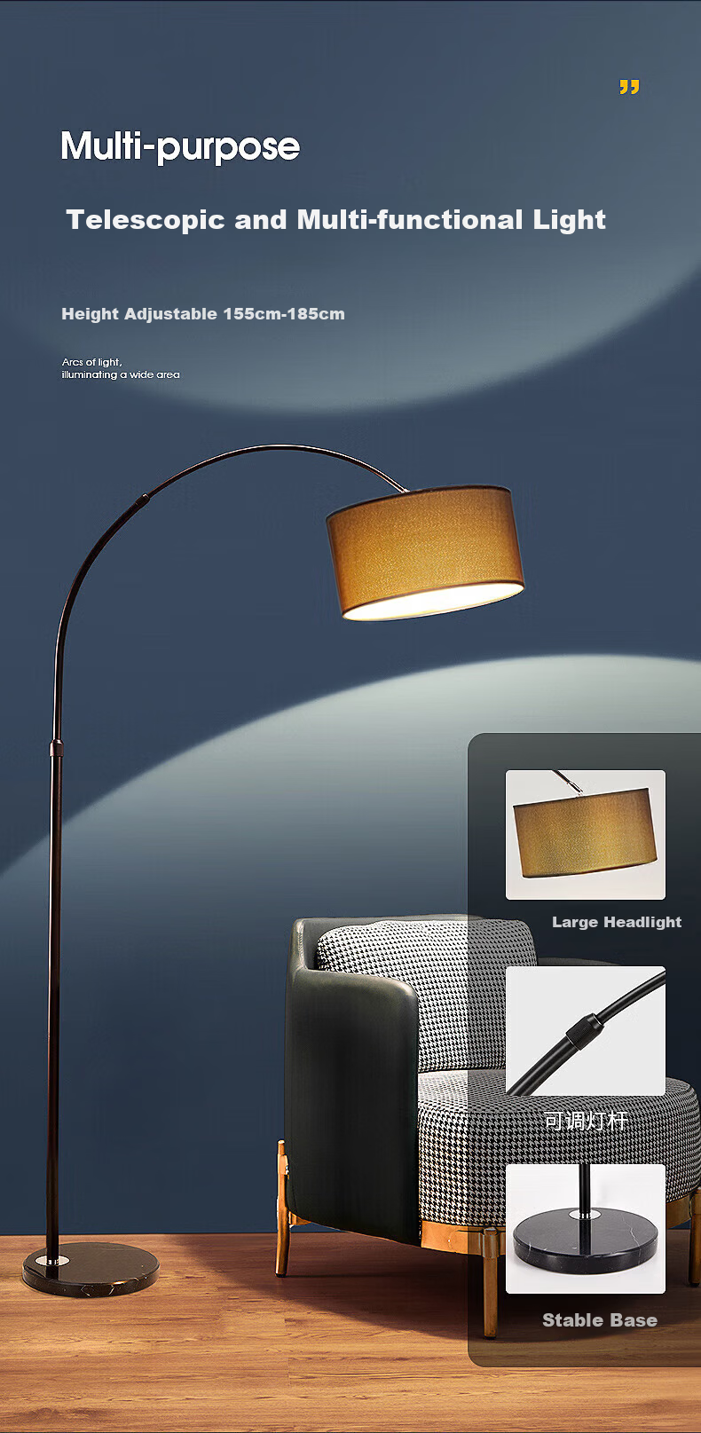 ONEFIRE Floor Lamp Living Room Fishing Lamp Standing Table Lamp Minimalist High-End Study Reading Lamp Retro Vintage Style 9