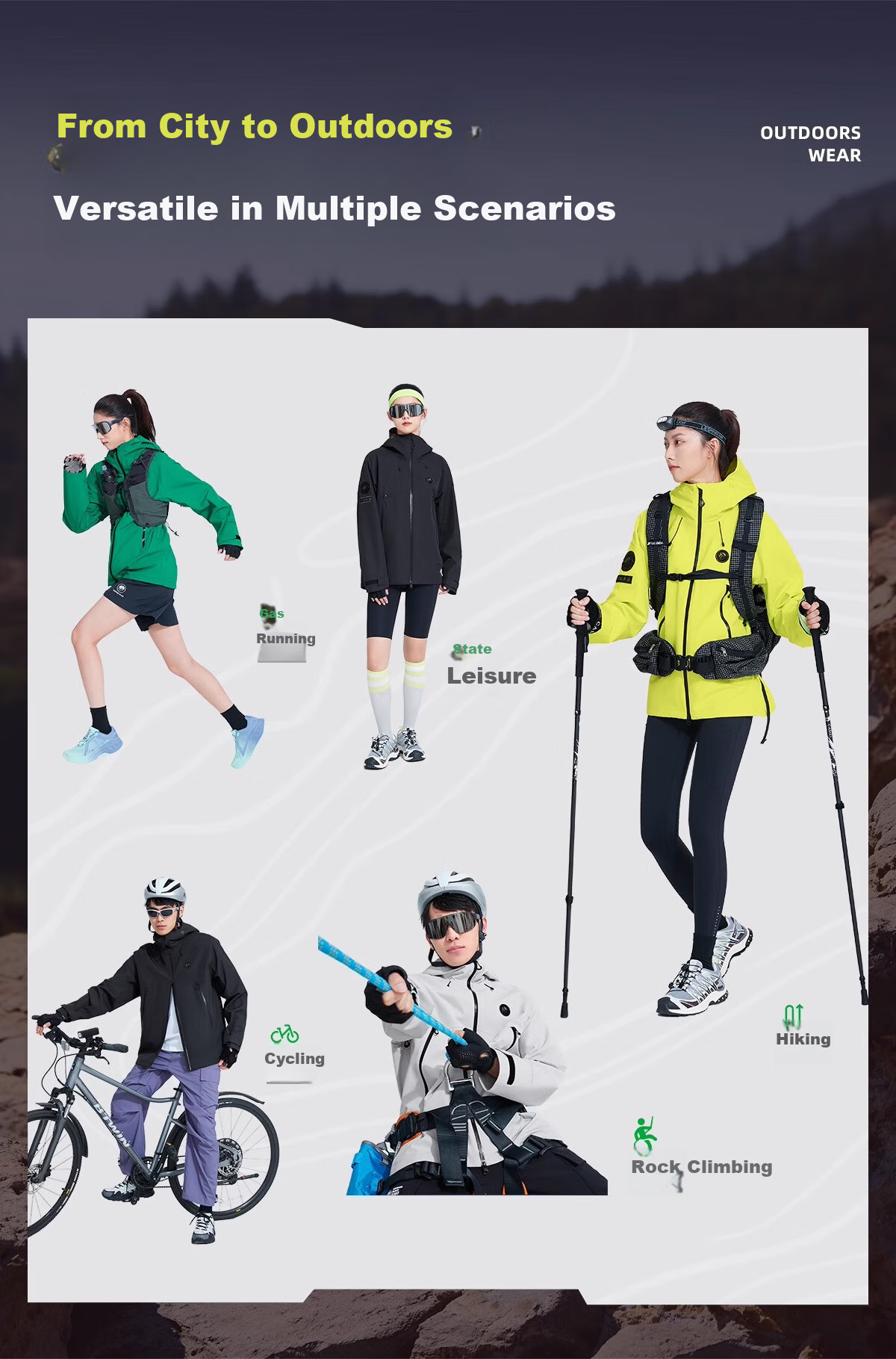 CAMEL Panda Series Hard Shell Waterproof Windproof Outdoor Mountaineering Jacket Cycling Coat A35BA6B113 M 11