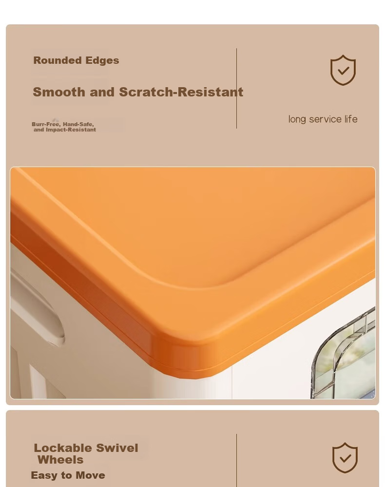 Shunyou Large Capacity Clothes Storage Box with Flip Lid and Wheels Orange SY-1365 5