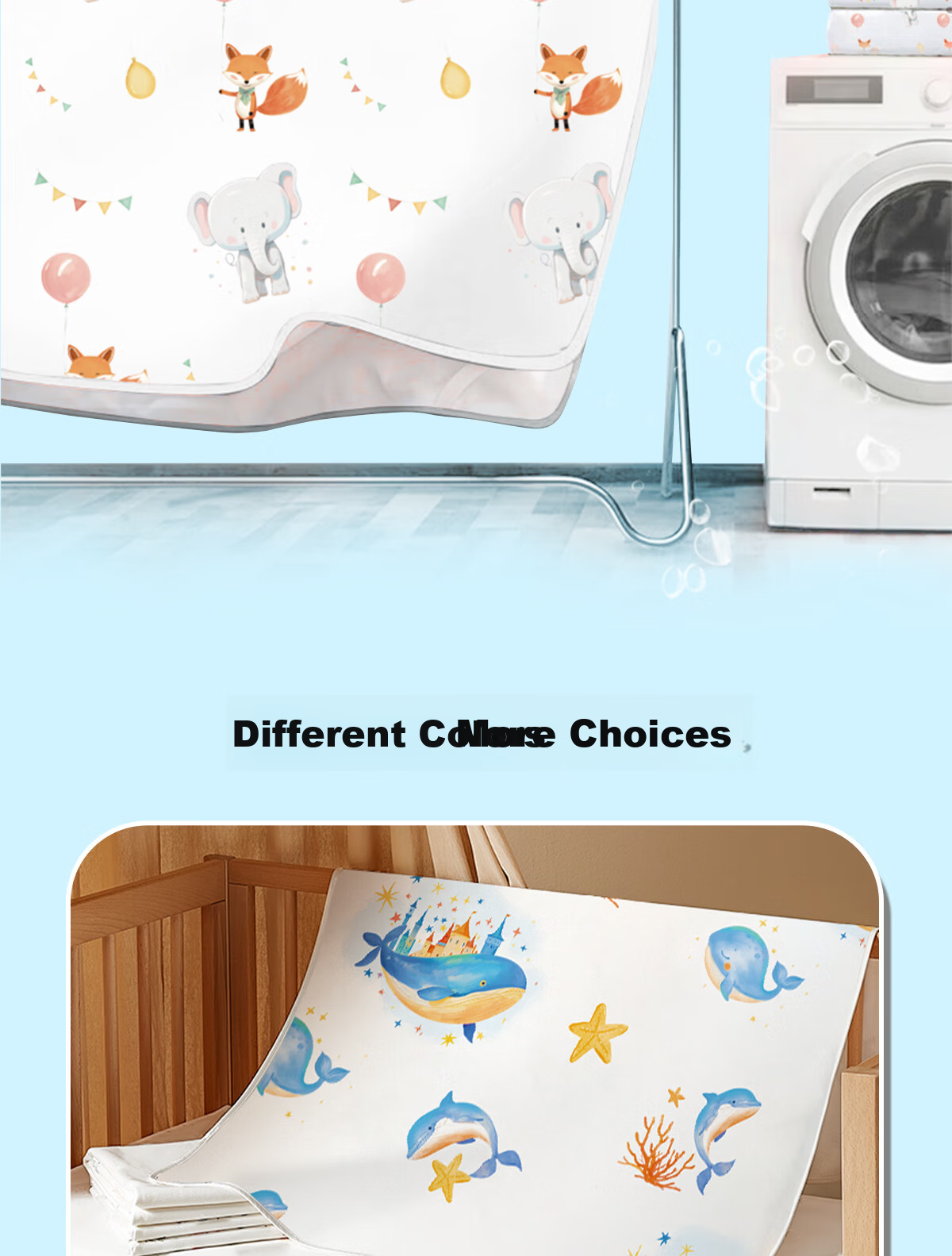 Magmorn Baby Waterproof Washable Large Antibacterial Leak-Proof Breathable Mattress Pad 80*100cm 9