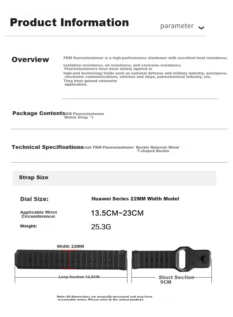Watchbond Huawei Watch5 Strap GT5Pro/GT6Pro/GT6 Titanium Edition FKM Fluororubber Watch4Pro Sports Band GT5 Men's Buds Premium 10