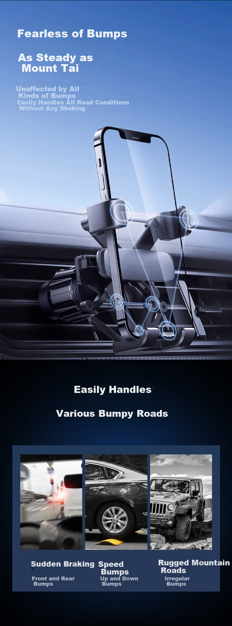 BIMLL Car Phone Holder New Anti-Shake Car Navigation Support Mount Air Vent Clip 6