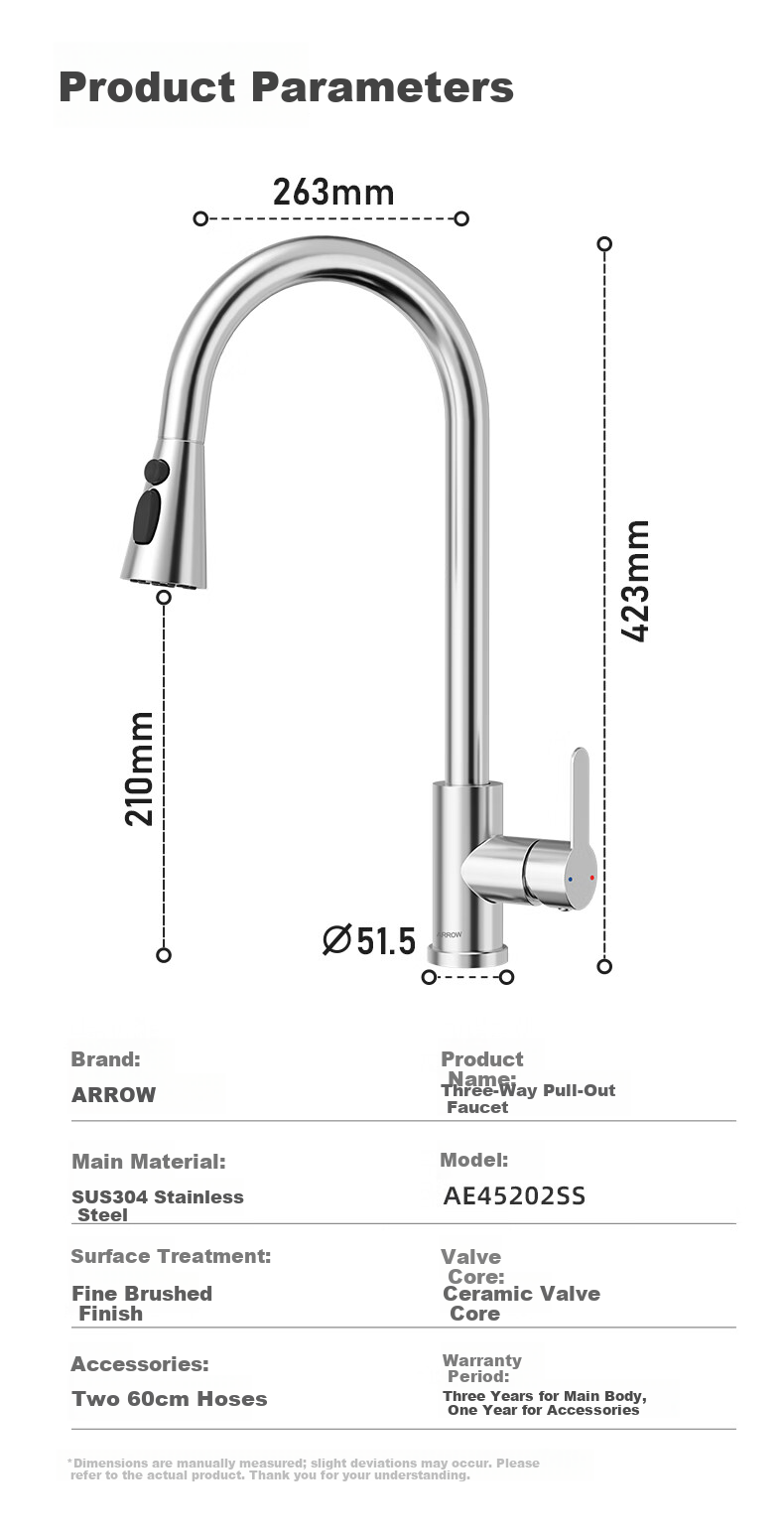Arrow Pure Kitchen Sink Large Single Bowl 304 Stainless Steel Vegetable Washing Basin Integrated Sink 17