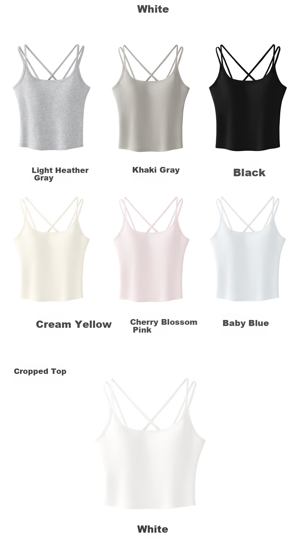SecretWorld Zhao Jinmai Style Women's Camisole with Chest Pad, Bra-Free Integrated Back Design, White Outerwear and Innerwear 50
