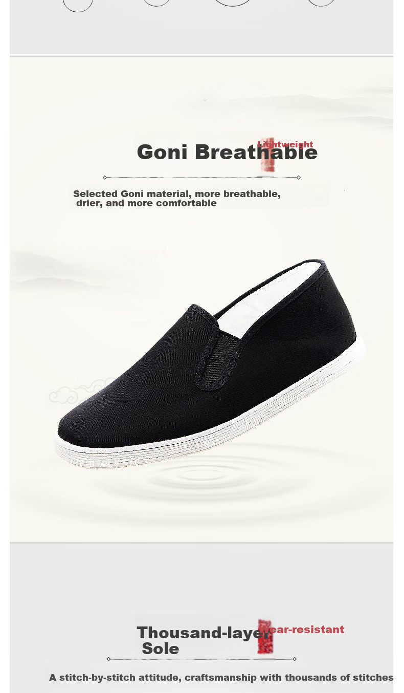 BUSHEYUAN Men's Traditional Handmade Multi-layer Sole Casual Middle-aged and Elderly Old Beijing Cloth Shoes YW8101 Full Fabric Sole Black Size 41 4