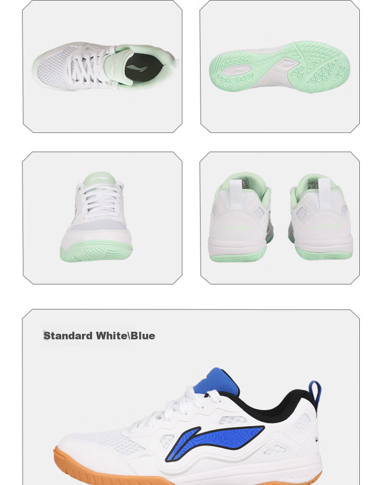 LI-NING Table Tennis Shoes Unisex National Team Training Edition White Blue Size 38 Non-Slip Rubber Sole 12