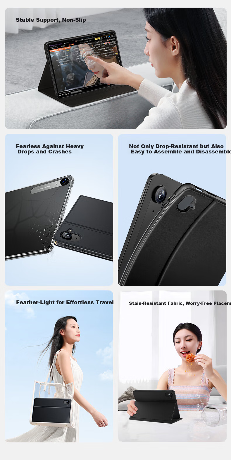 SmartDevil Compatible Redmi KPad Protective Case, Slim Kpad Cover, 360-Degree Rotating Full Coverage Universal Soft Case, Horizontal And Vertical Support Soft Shell, Black 3