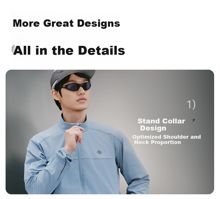 JD Jingzao Men's Sports Jacket Stand Collar Spring Outdoor Running Lightweight Quick-Dry Breathable Top Light Blue 2XL 18