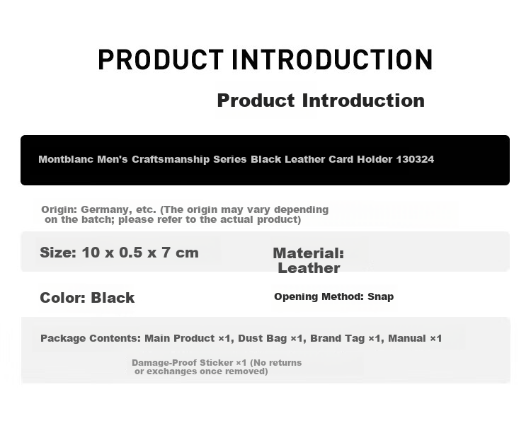 MONTBLANC Men's Meisterstück Series Classic Black 5cc Card Holder 130324 [520 Gift] 3