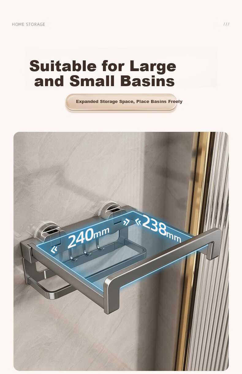 Youqin Suction Cup Basin Storage Rack No Drilling Bathroom Basin Rack Wall-Mounted Toilet Basin Organizer 5