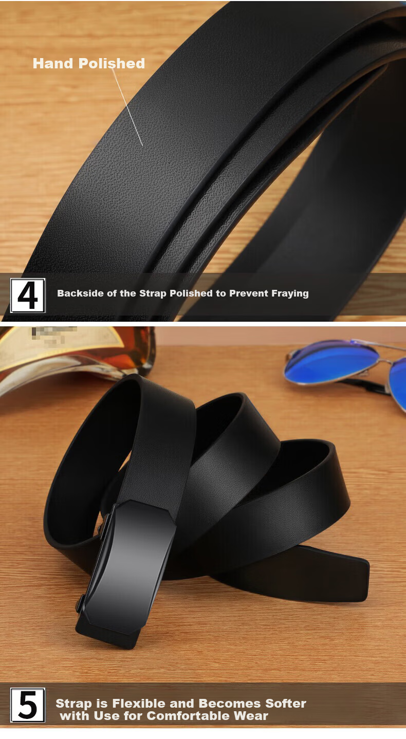 JEEP Men's Genuine Leather Inner-Wear Automatic Buckle Belt 2026 New Casual Waistband Birthday Gift for Husband 15
