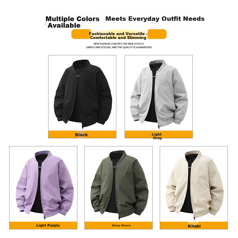 Jeanswest Men's Spring and Autumn Casual Sports Comfortable Loose Jacket Trendy Baseball Collar Outerwear