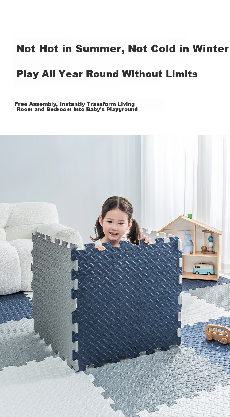 JD Jingzao Little Magic Cube Crawling Mat PE Foam Interlocking Floor Mat Bedroom Living Room Anti-Fall Non-Slip Soundproof 30*30cm*16 Pieces 11